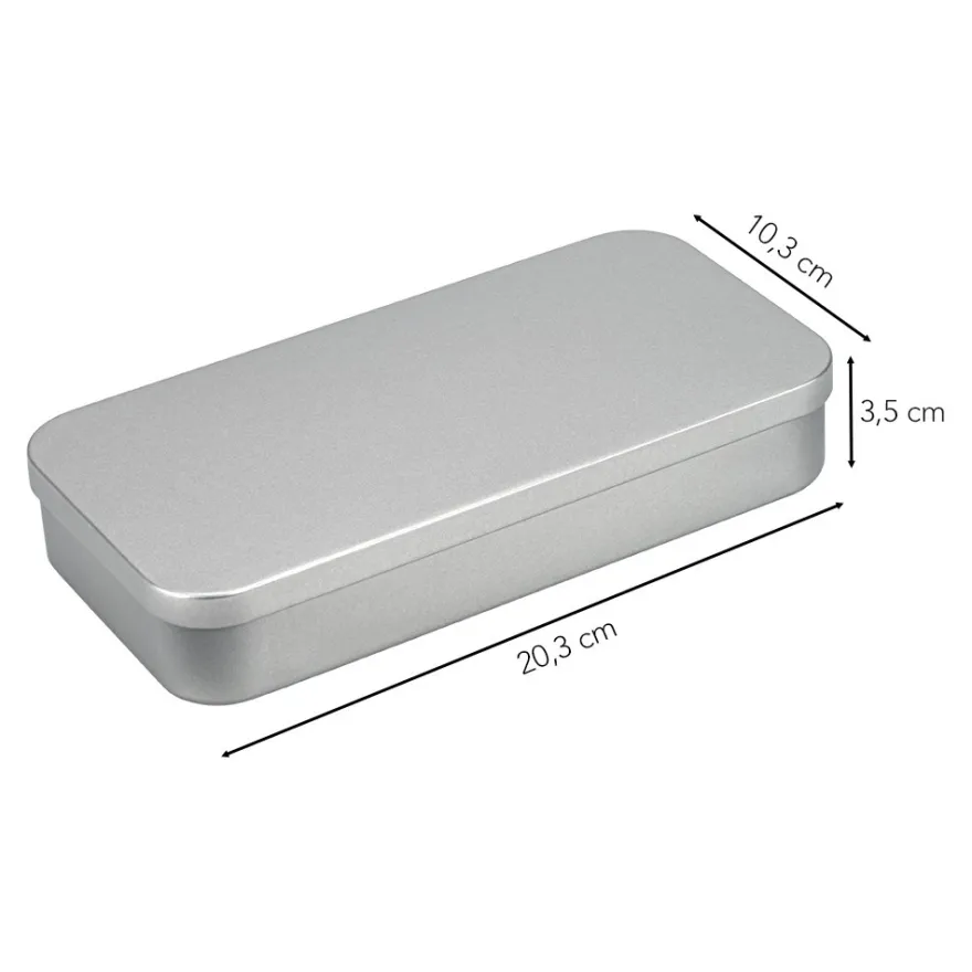 Metall-Boxen, 20,3cm x 10,3cm x 3,5cm, mit Scharnierdeckel, 3 Stück