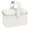 Metalldose mit Deckel & Henkel, 10,7cm x 8,1cm x 6,2cm, cremefarben, lebensmittelecht
