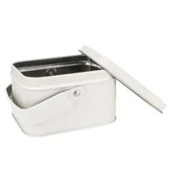 Metalldose mit Deckel & Henkel, 10,7cm x 8,1cm x 6,2cm, cremefarben, lebensmittelecht