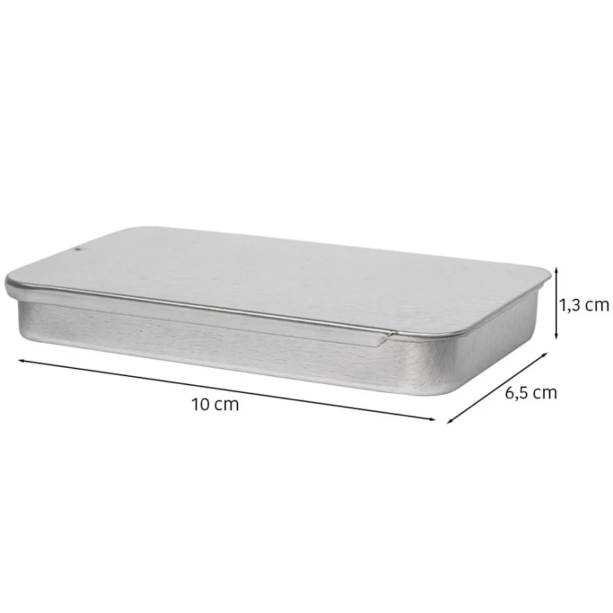 Metalldosen mit Schiebedeckel, 10cm x 6,5cm x 1,3cm, 4 Stück