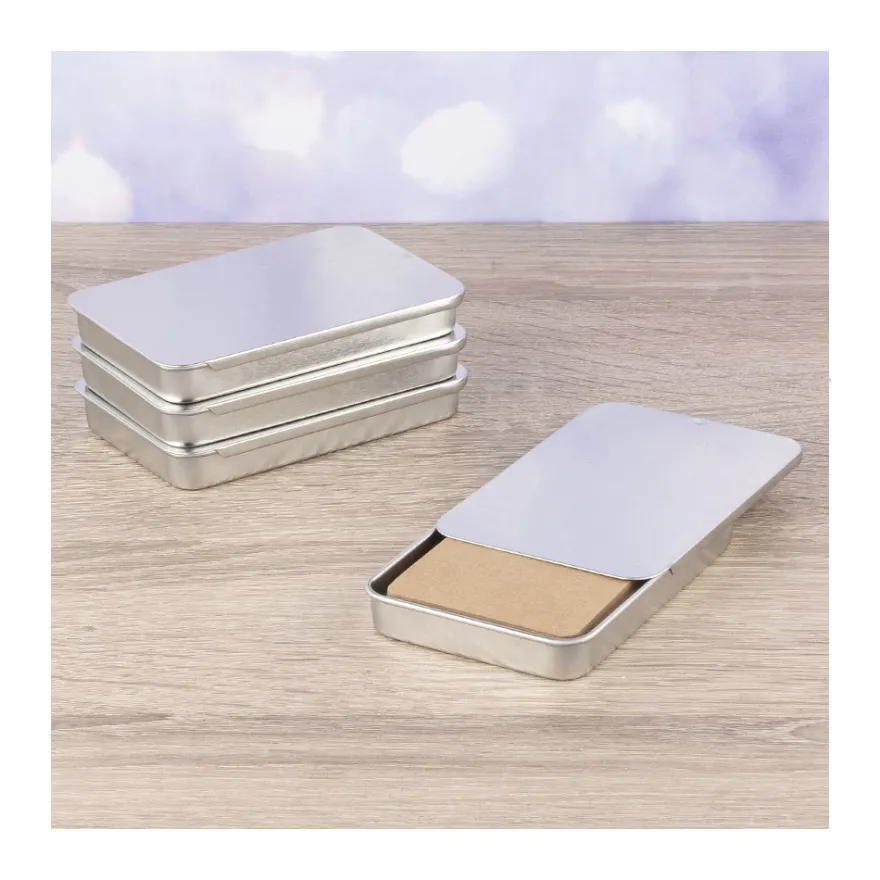 Metalldosen mit Schiebedeckel, 10cm x 6,5cm x 1,3cm, 4 Stück