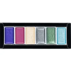 Metallic-Aquarellfarben, Sortierung 3, 6 verschiedene Farben