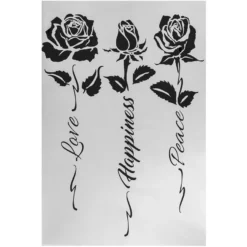 Metallic-Bügeltransfers, Rosen 4, DIN A4, silber glänzend