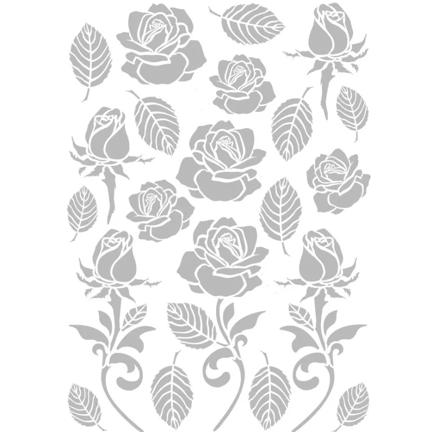 Metallic-Bügeltransfers, Rosen & Blätter, DIN A4, silber glänzend