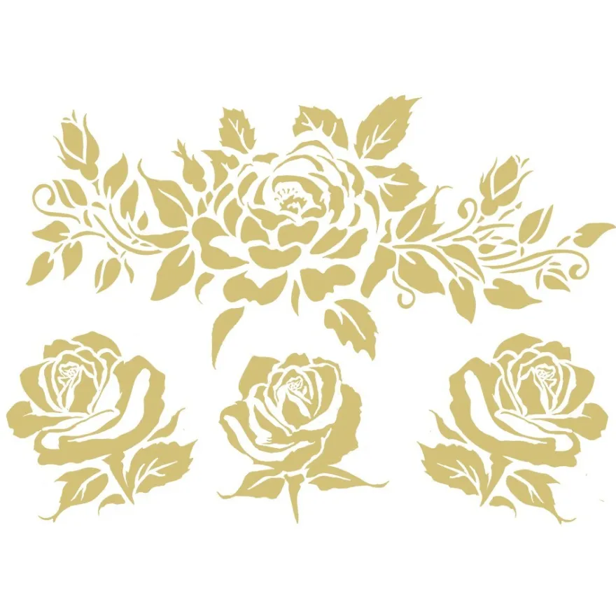 Metallic-Bügeltransfers, Rosen 6, DIN A4, gold glänzend