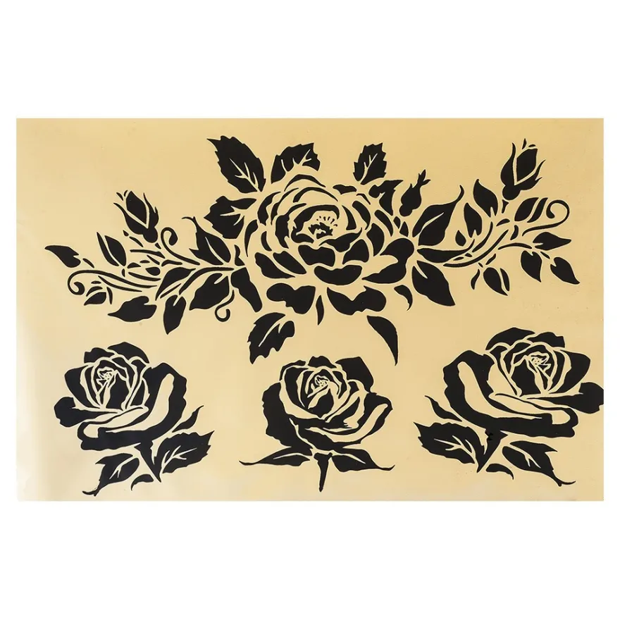 Metallic-Bügeltransfers, Rosen 6, DIN A4, gold glänzend