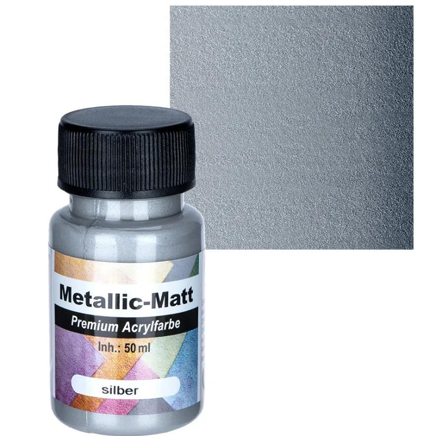 Metallic-Matt, Premium Acrylfarbe, silber, 50ml