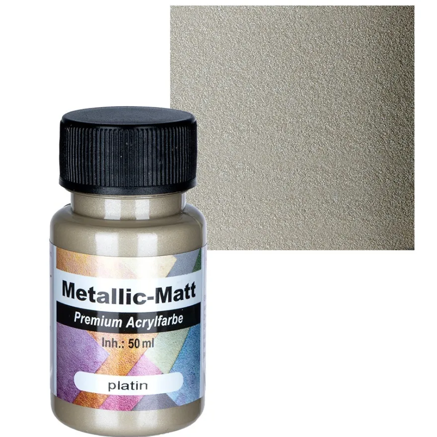 Metallic-Matt, Premium Acrylfarbe, platin, 50ml