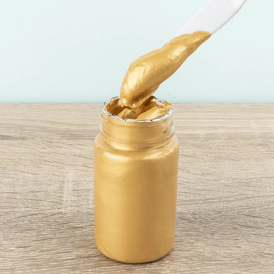 Metallic Relief, Schablonier-Creme, hellgold, 90ml