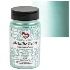 Metallic Relief, Schablonier-Creme, mint, 90ml