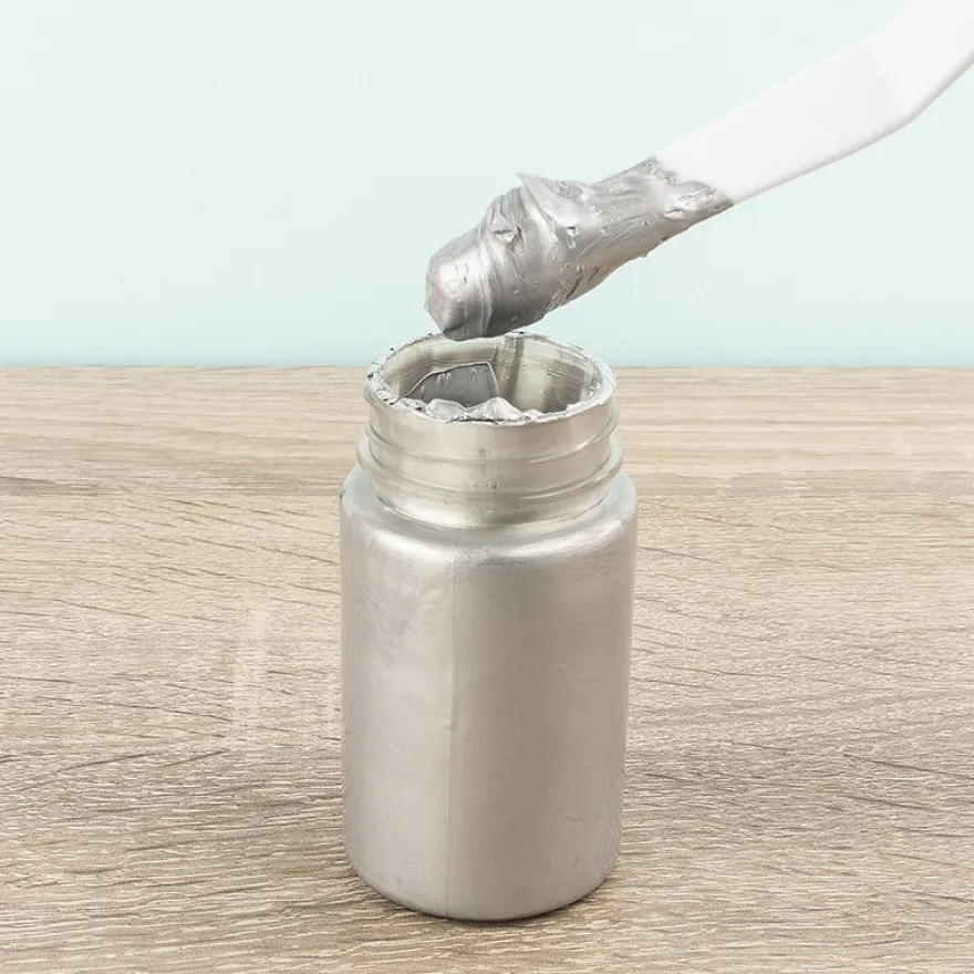 Metallic Relief, Schablonier-Creme, silber, 90ml