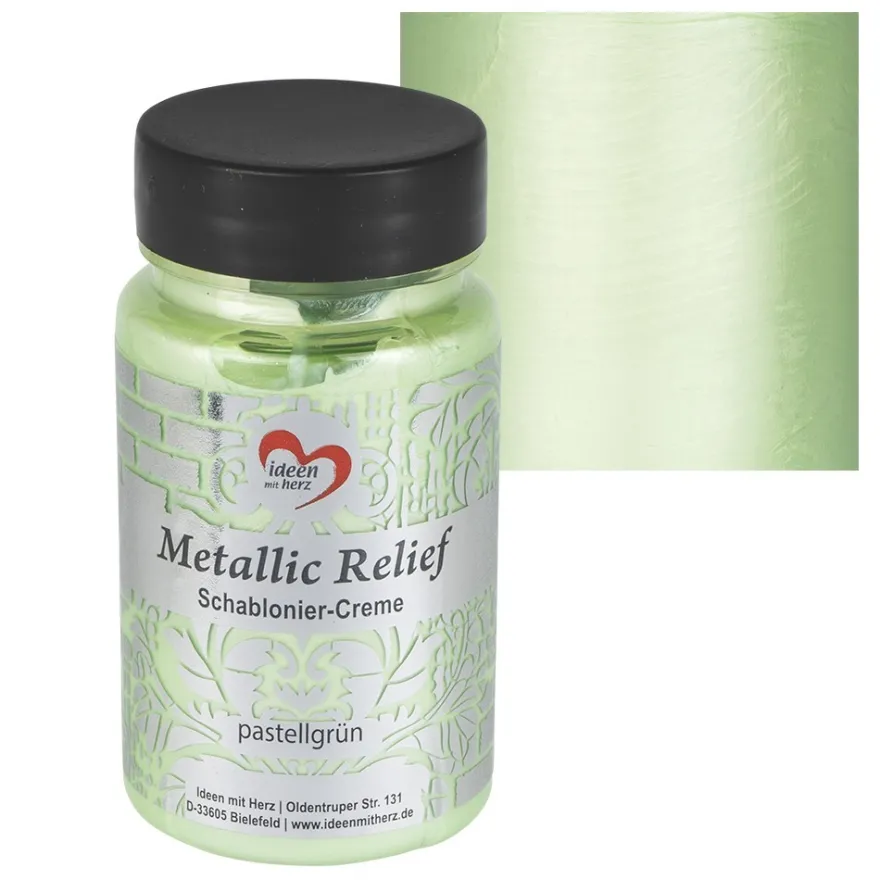Metallic Relief, Schablonier-Creme, pastellgrün, 90ml