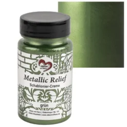 Metallic Relief, Schablonier-Creme, grün, 90ml