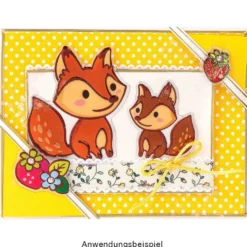 Metallic-Relief-Sticker, Füchse 1, 17,5cm x 17,5cm