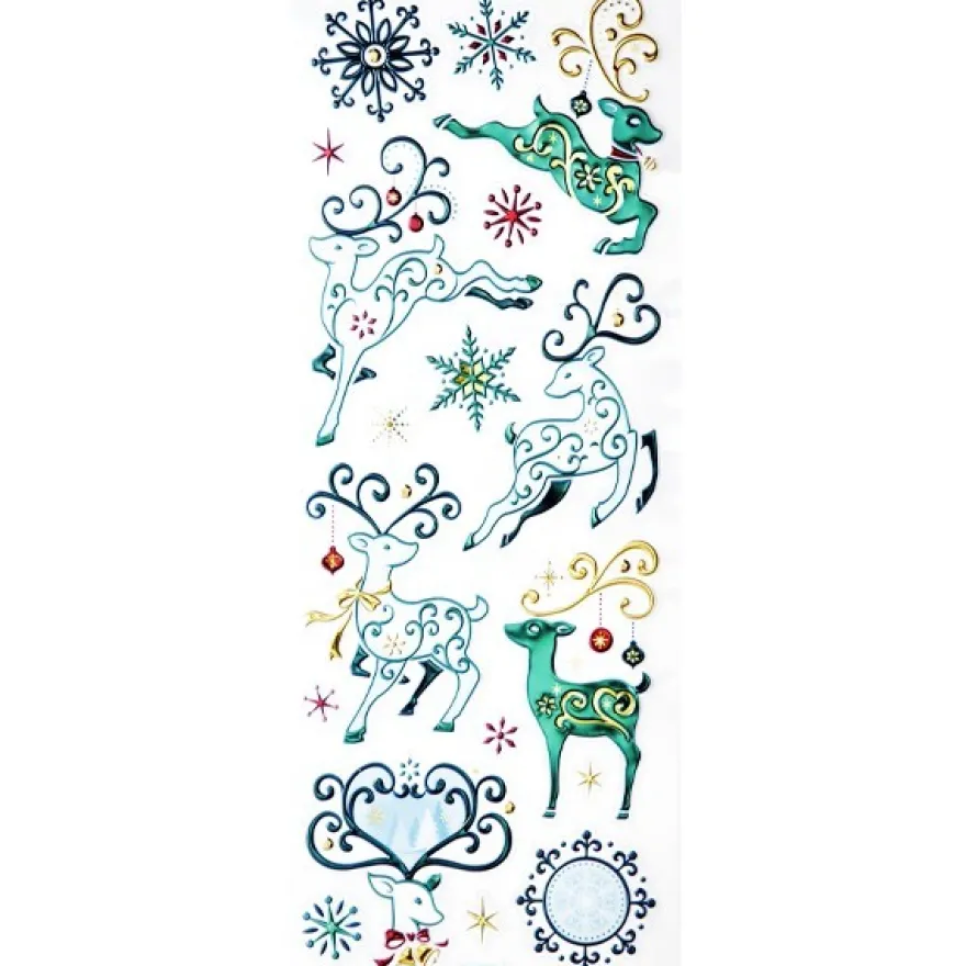 Metallic-Relief-Sticker, Rentiere, 12cm x 30cm