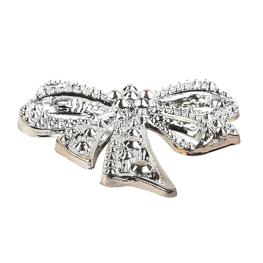Metallic-Schmucksteine, Schleife, 4,5cm x 4,5cm, silber, 7 Stück