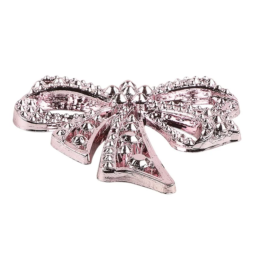 Metallic-Schmucksteine, Schleife, rosa, 4,5cm x 4,5cm, 7 Stück