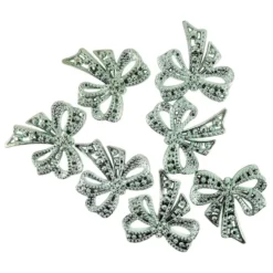 Metallic-Schmucksteine, Schleife, petrol, 4,5cm x 4,5cm, 7 Stück
