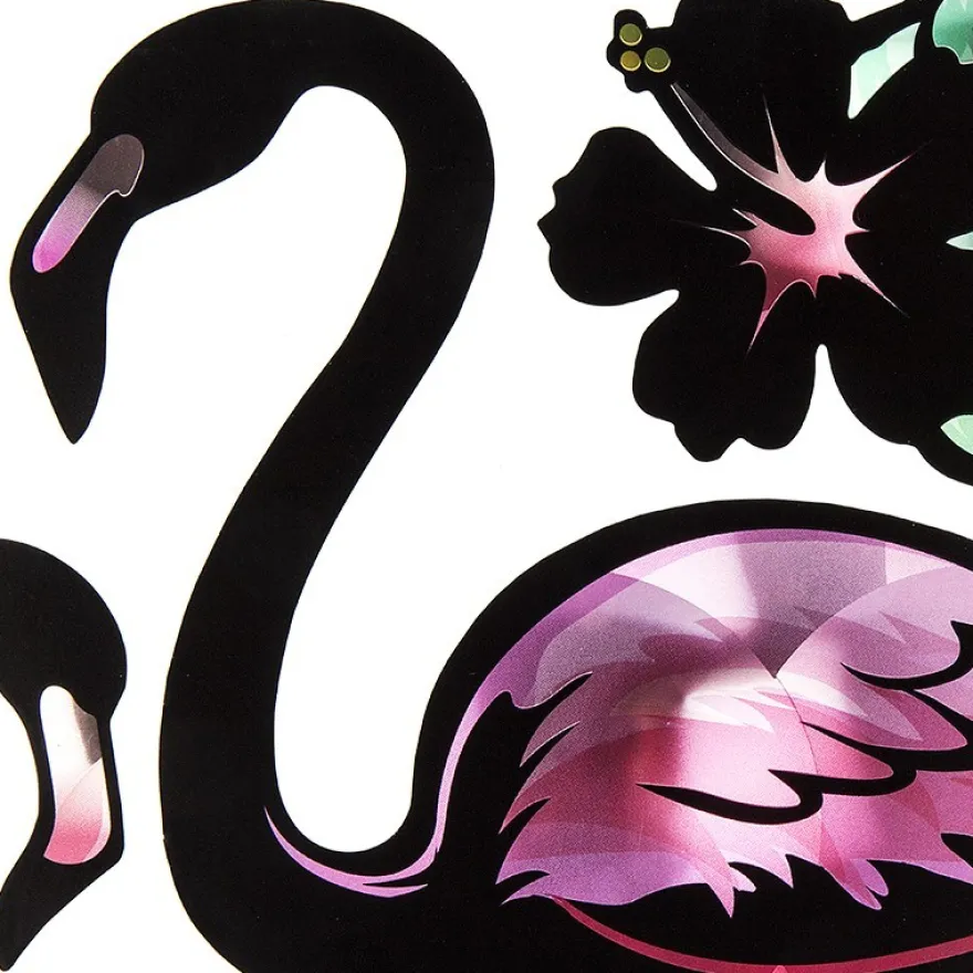 Metallic-Sticker, Flamingo, mit spiegelndem Metallic-Effekt, 30 x 21cm