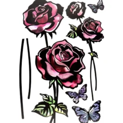 Metallic-Sticker, Rose, mit spiegelndem Metallic-Effekt, 30 x 21cm