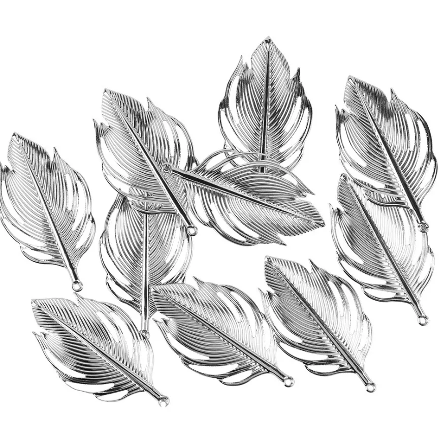 Metall-Ornamente, Blatt 1, 9,3cm x 5cm, silber, 10 Stück