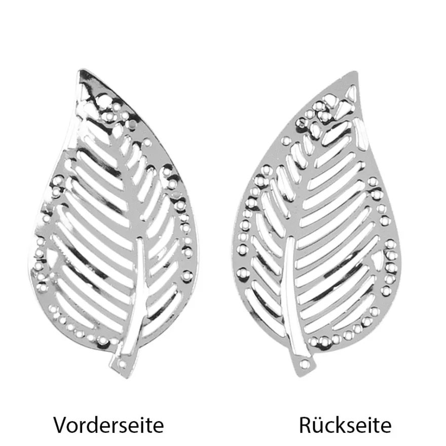 Metall-Ornamente, Blatt 9, 5cm x 2,7cm, silber, 10 Stück