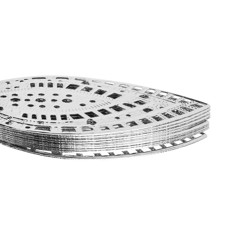 Metall-Ornamente, Blatt 4, 6,5cm x 3,5cm, silber, 10 Stück