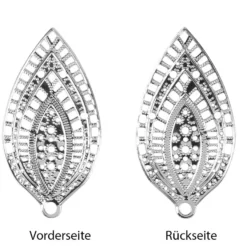 Metall-Ornamente, Blatt 4, 6,5cm x 3,5cm, silber, 10 Stück