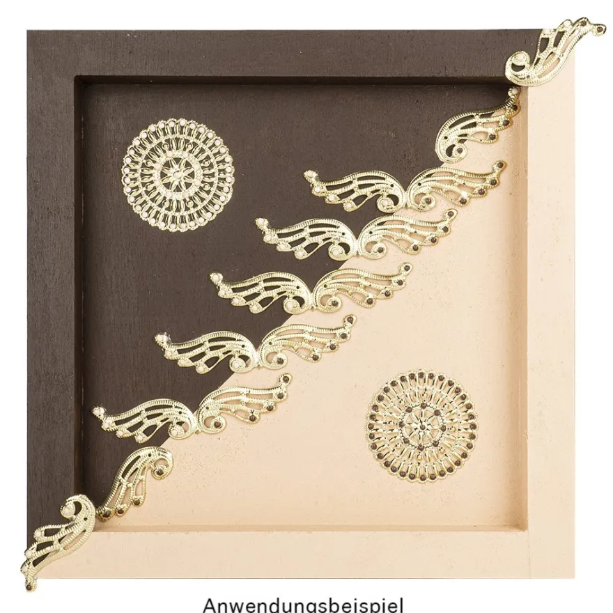 Metall-Ornamente, Design 38, Ø 5,5cm, hellgold, 3 Stück