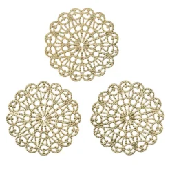 Metall-Ornamente, Design 34, Ø 8,1cm, hellgold, 3 Stück