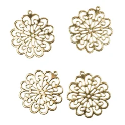 Metall-Ornamente, Design 39, Ø 6,1cm, hellgold, 4 Stück