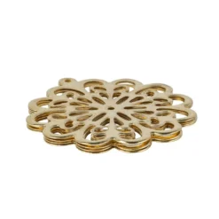 Metall-Ornamente, Design 39, Ø 6,1cm, hellgold, 4 Stück