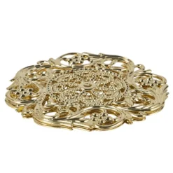 Metall-Ornamente, Design 35, Ø 8cm, hellgold, 3 Stück