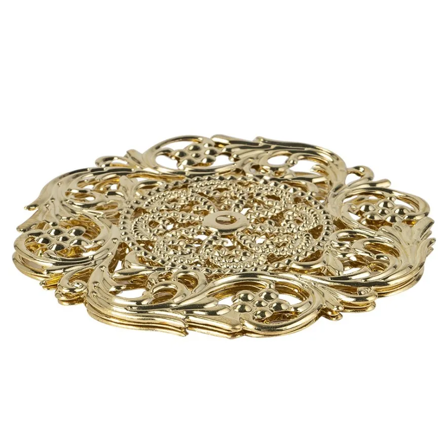 Metall-Ornamente, Design 35, Ø 8cm, hellgold, 3 Stück