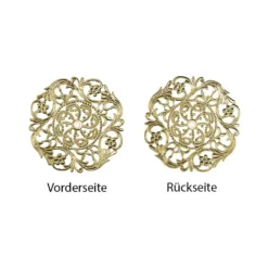 Metall-Ornamente, Design 35, Ø 8cm, hellgold, 3 Stück