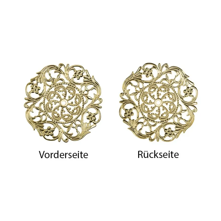 Metall-Ornamente, Design 35, Ø 8cm, hellgold, 3 Stück