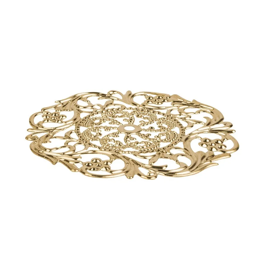 Metall-Ornamente, Design 35, Ø 8cm, hellgold, 3 Stück