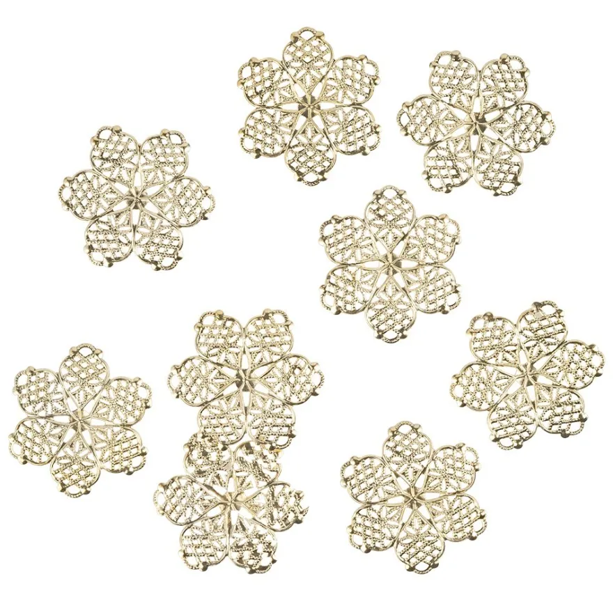 Metall-Ornamente, Design 43, Ø 4,5cm, hellgold, 9 Stück