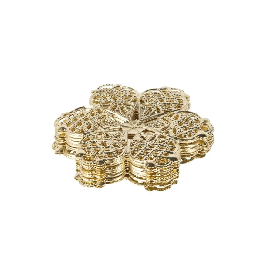 Metall-Ornamente, Design 43, Ø 4,5cm, hellgold, 9 Stück