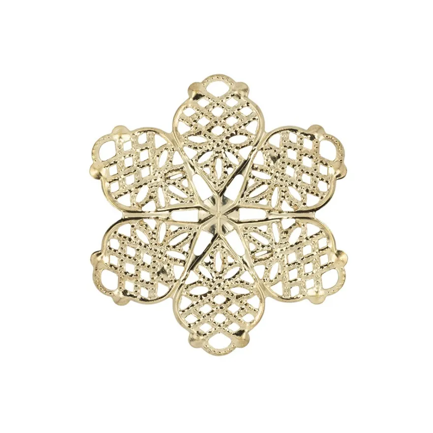 Metall-Ornamente, Design 43, Ø 4,5cm, hellgold, 9 Stück