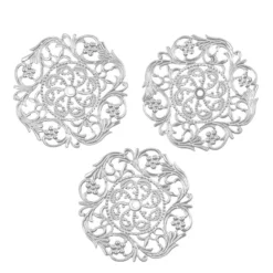 Metall-Ornamente, Design 35, Ø 8cm, silber, 3 Stück