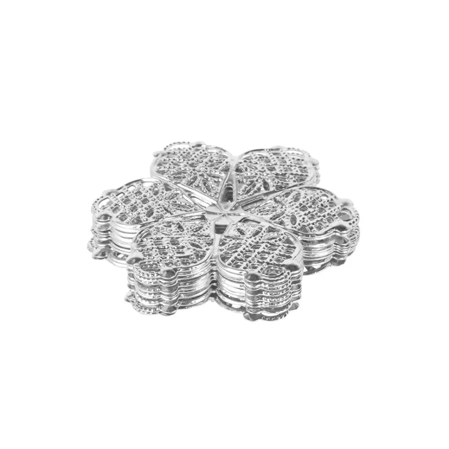 Metall-Ornamente, Design 43, Ø 4,5cm, silber, 9 Stück