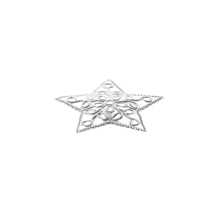 Metall-Ornamente, Design 47, Ø 3,5cm, silber, 12 Stück