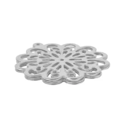 Metall-Ornamente, Design 39, Ø 6,1cm, silber, 4 Stück
