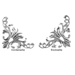 Metall-Ornamente, Design 3, 8cm x 4,5cm, silber, 5 Stück