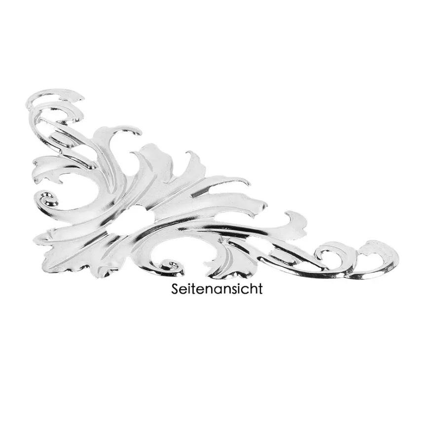 Metall-Ornamente, Design 3, 8cm x 4,5cm, silber, 5 Stück