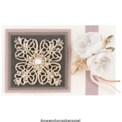 Metall-Ornamente, Design 1, 7,4cm x 3,1cm, roségold, 11 Stück