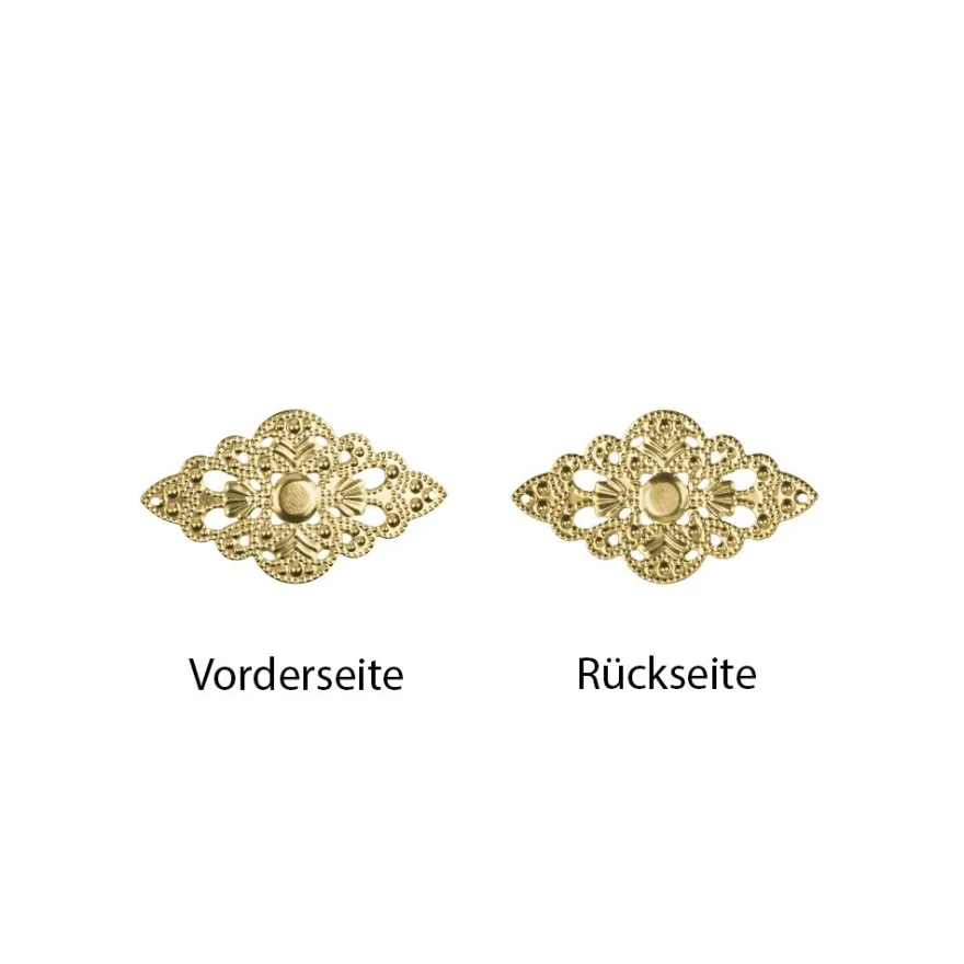 Metall-Ornamente, Design 25, 5,3cm x 3cm, hellgold, 15 Stück