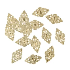 Metall-Ornamente, Design 25, 5,3cm x 3cm, hellgold, 15 Stück