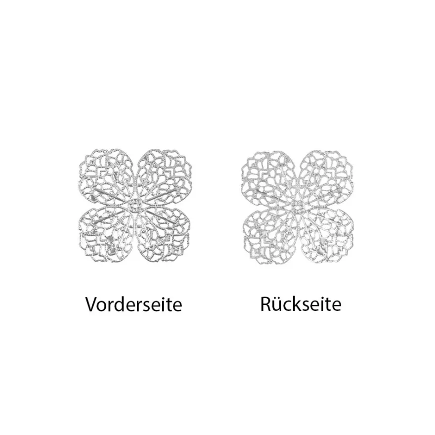 Metall-Ornamente, Design 27, 4,2cm x 4,2cm, silber, 9 Stück